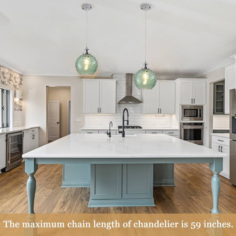 1-Light Metal Hanging Pendant Light with Glass Shade for Kitchen Island