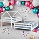 preview thumbnail 17 of 31, House Bed Design Twin over Full House Bunk Bed with Built-in Ladder,Full-length Guardrail