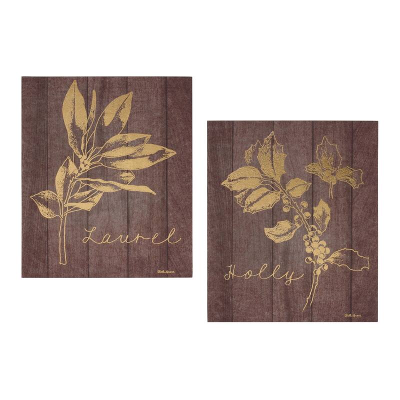 Laurel and Holly Plaque (Set of 2) - 9 x 0.25 x 11