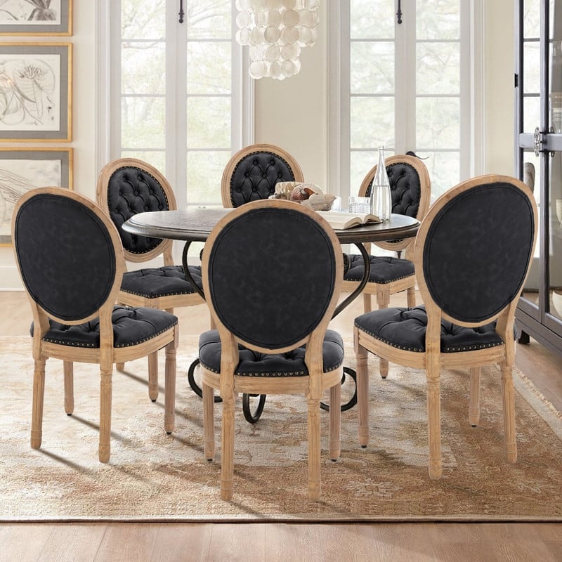 French Chair Dining Chair Solid Wood with Nailhead Trim Set of 2