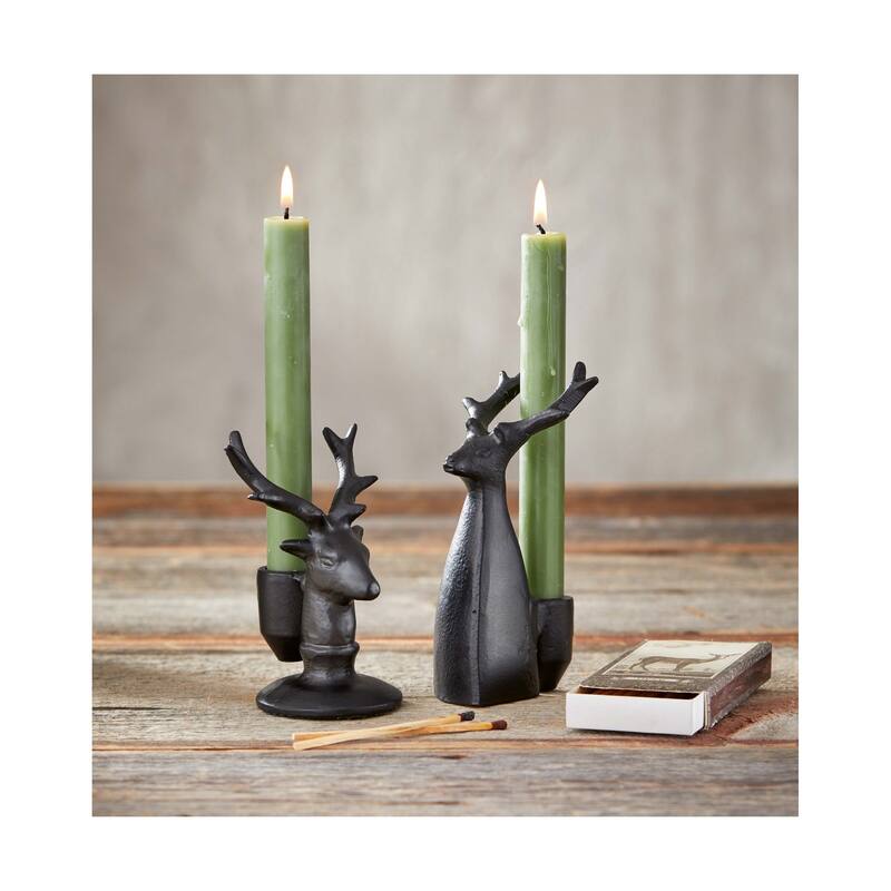 Large Black Aluminum Reindeer Taper Candle Holder Christmas Decor 6 in H x 3 in L x 2.75 in W