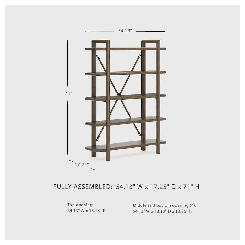 Signature Design by Ashley Roanhowe Brown 71" Bookcase - 54"W x 17"D x 71"H