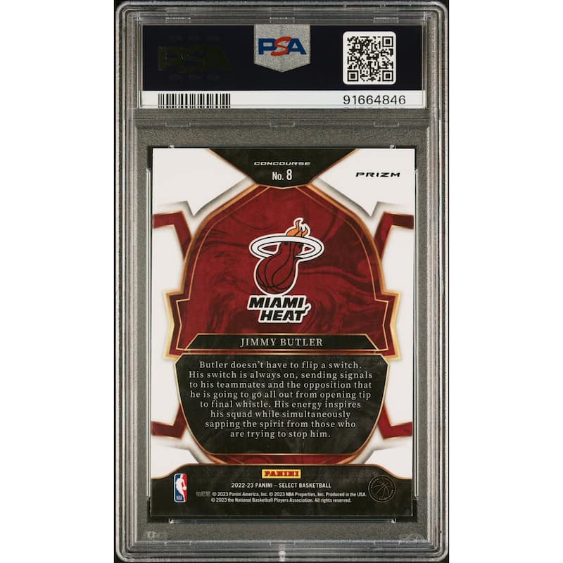 Jimmy Butler 2022 Panini Select Red Cracked Ice Basketball Card #8 Graded PSA 10 - 8'6" x 11'6"