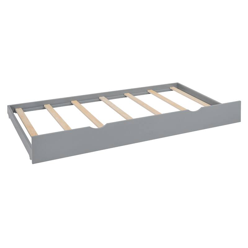 Space-Saving Full Size Daybed with Twin Trundle, Wooden Platform Bed Frame with All-in-One Cabinet & Shelf, No Box Spring Needed