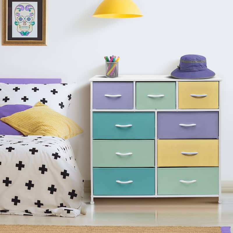 Modern Color Print 9-cubby Storage Tower