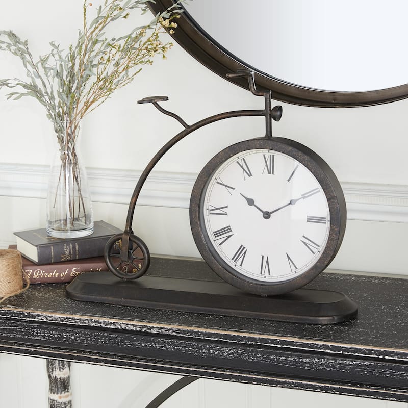 Metal Bike Vintage Decorative Clock - Black - Roche River Decor