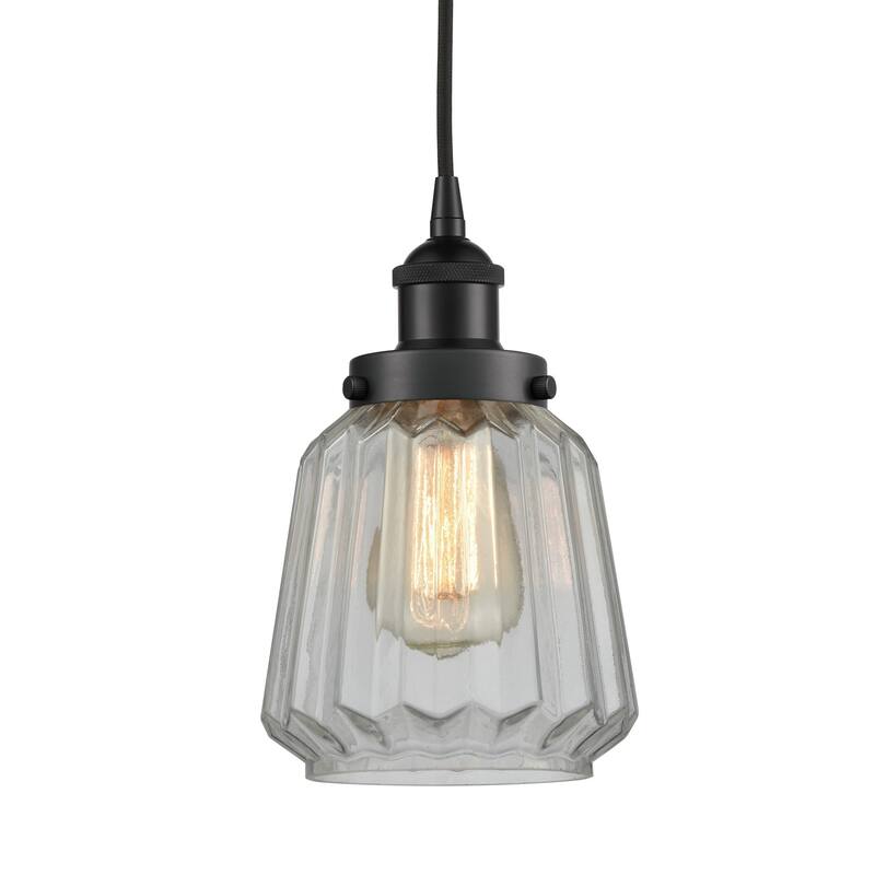 Innovations Lighting 616-1PH-12-7 Chatham Pendant Chatham 7" Wide Mini - Matte Black / Clear