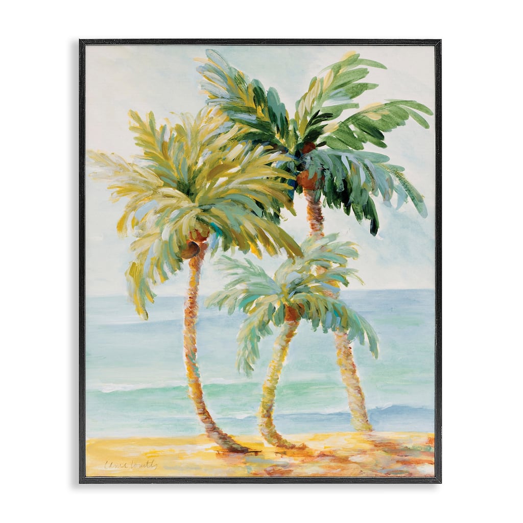 Stupell Tropical Palm Trees on Coastal Beach Sand Framed Giclee Texturized Art by Lanie Loreth