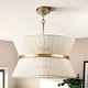 preview thumbnail 9 of 32, 8-Light Modern Boho Large Drum Chandelier 24 inch Fabric Hourglass Hand-woven Chandelier in Gold/ Black for Dining/ Living Room