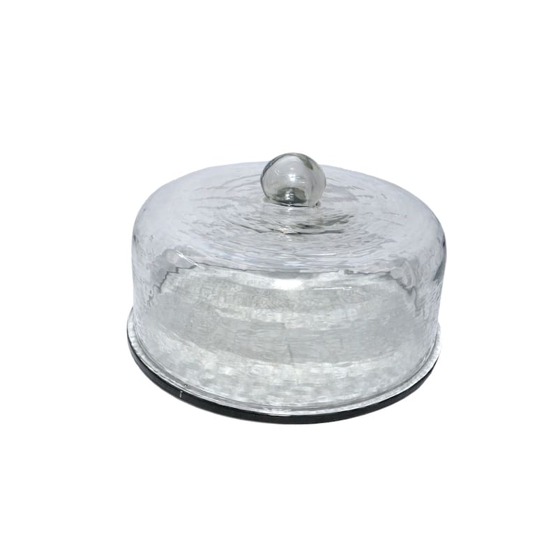 Cake Recycled Glass Dome w/Plate Dia 11.3" Clear