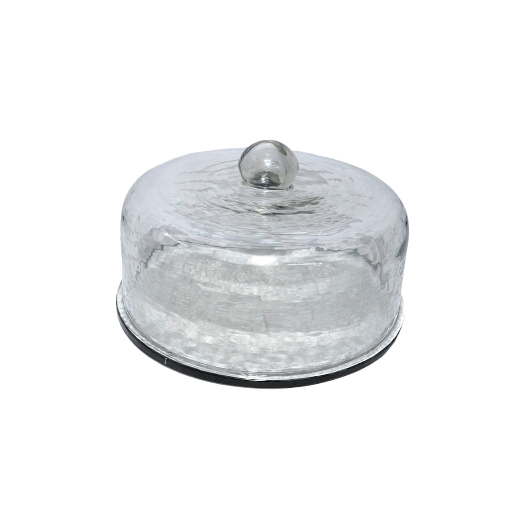 Cake Recycled Glass Dome w/Plate Dia 11.3" Clear