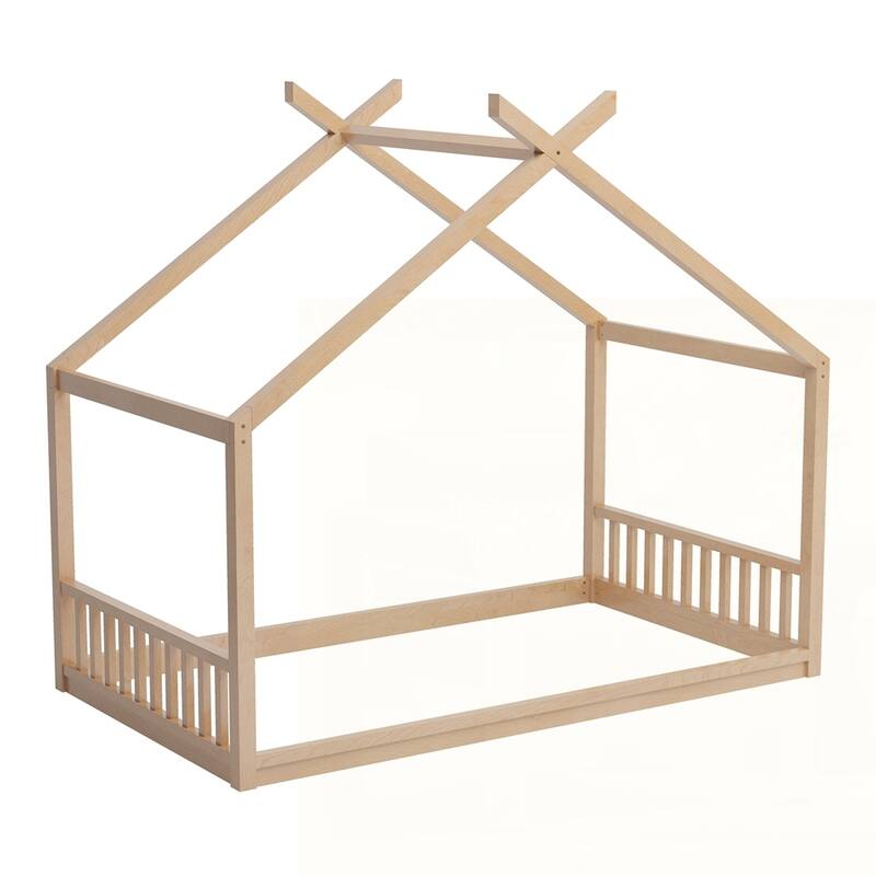 Floor Bed Frame with Headboard and Footboard