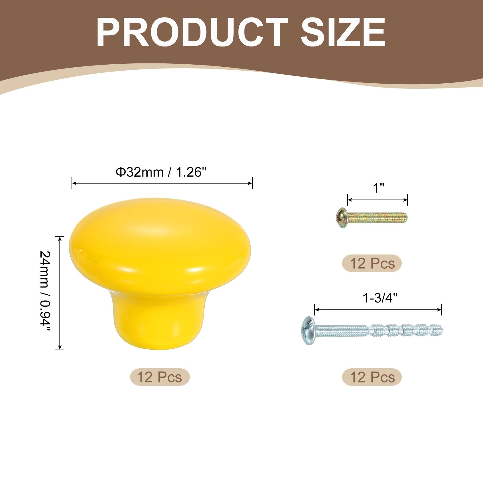 32mm/1.26" Ceramic Cabinet Knobs Round Drawer Knobs with Screws