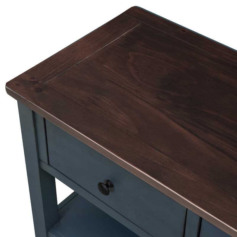 Retro Design Console Table with Two Open Shelves