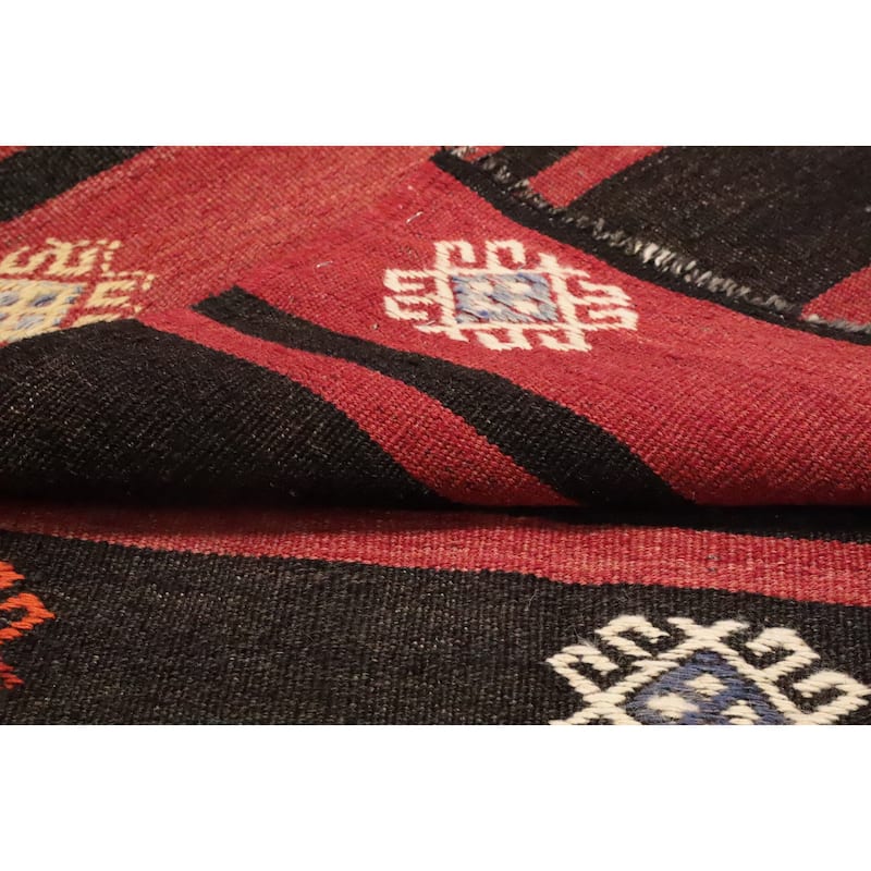 Hand Woven Oriental 100% Wool Carpet Southwestern Tribal Red Kilim Area Rug - 9' 1'' X 5' 10''