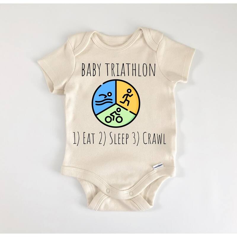 Triathlon - Baby Boy Girl Clothes Infant Bodysuit Funny Cute - White - 6-9M