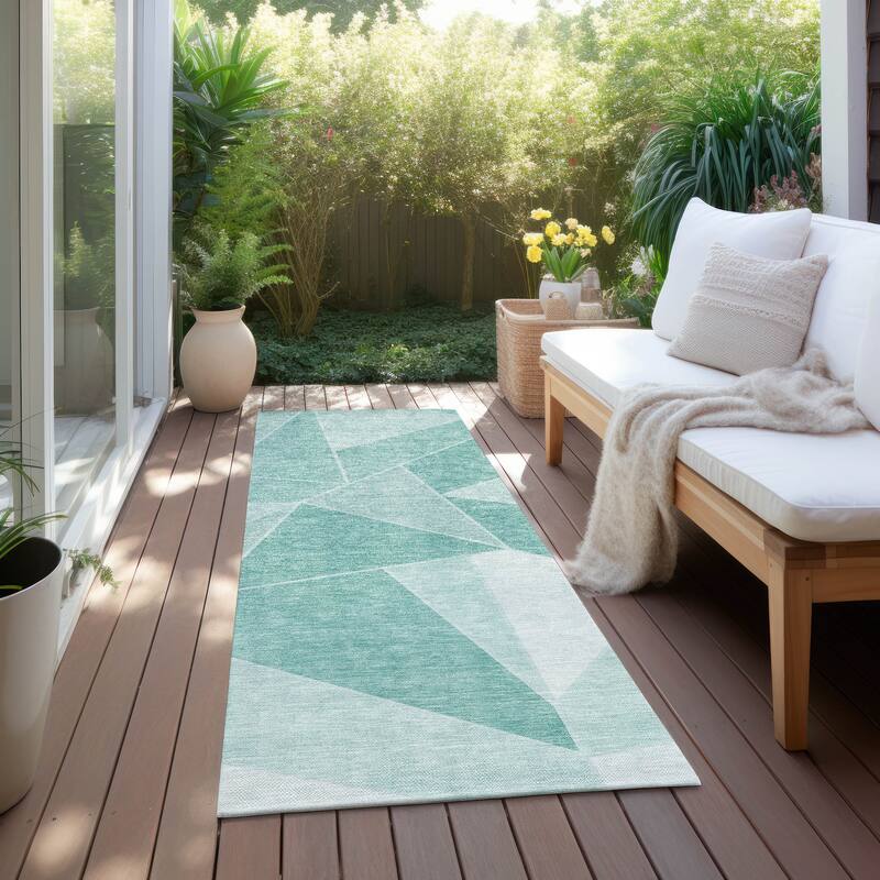 Machine Washable Indoor/ Outdoor Chantille Modern Mosaic Rug