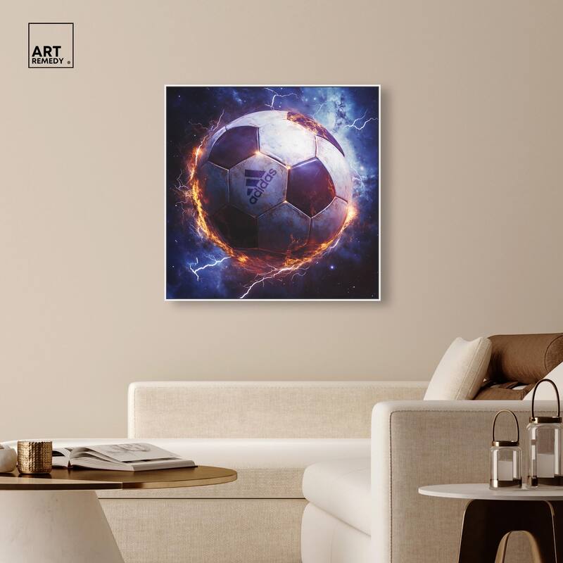 Electrify Soccer Ball Canvas by Art Remedy