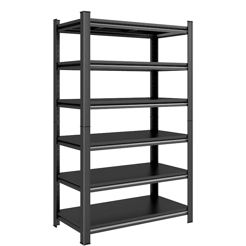 Garage Shelving Units 2400LBS Heavy Duty Storage Shelves Adjustable Metal Shelf 6 Tier Garage Storage Rack for Kitchen - Black