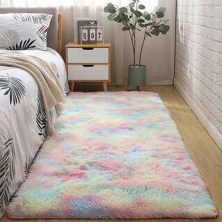 24x35 Rug Fluffy Tie-Dye Rainbow Shaggy Rug - 24x35 - Bed Bath & Beyond - 40815303