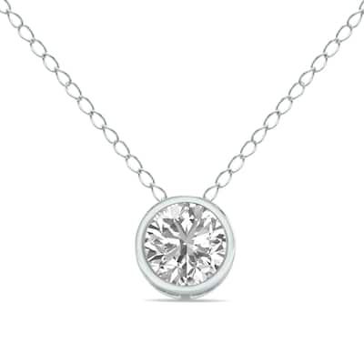 Marquee 1/2 Carat Lab Grown Diamond Bezel Pendant in 14K White Gold (F-G Color, VVS1-VVS2 Clarity)