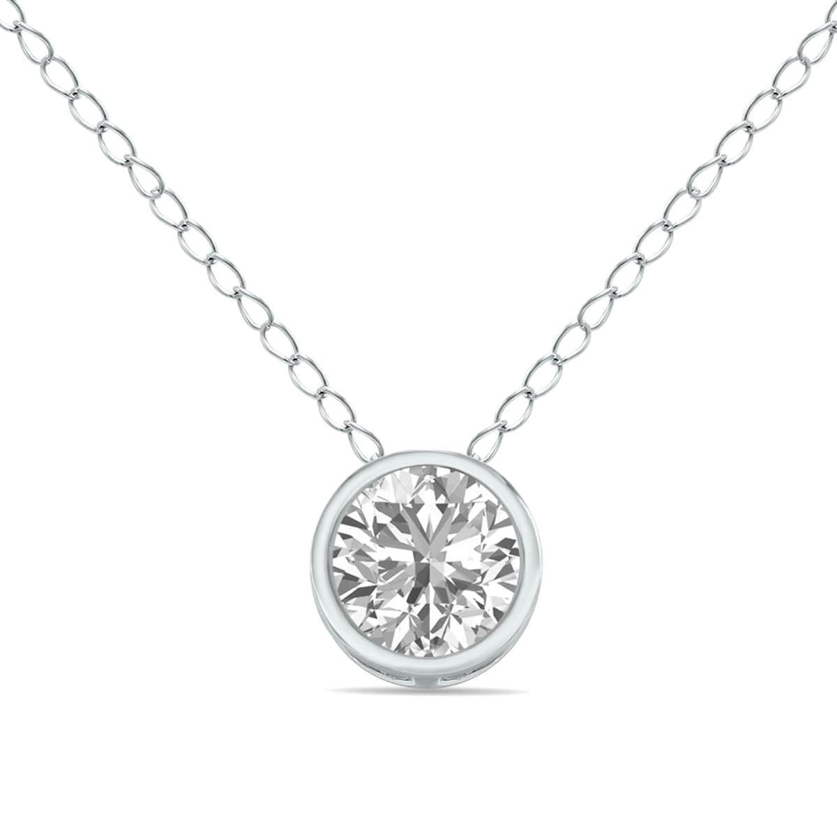 Marquee 1/2 Carat Lab Grown Diamond Bezel Pendant in 14K White Gold (F-G Color, VVS1-VVS2 Clarity)