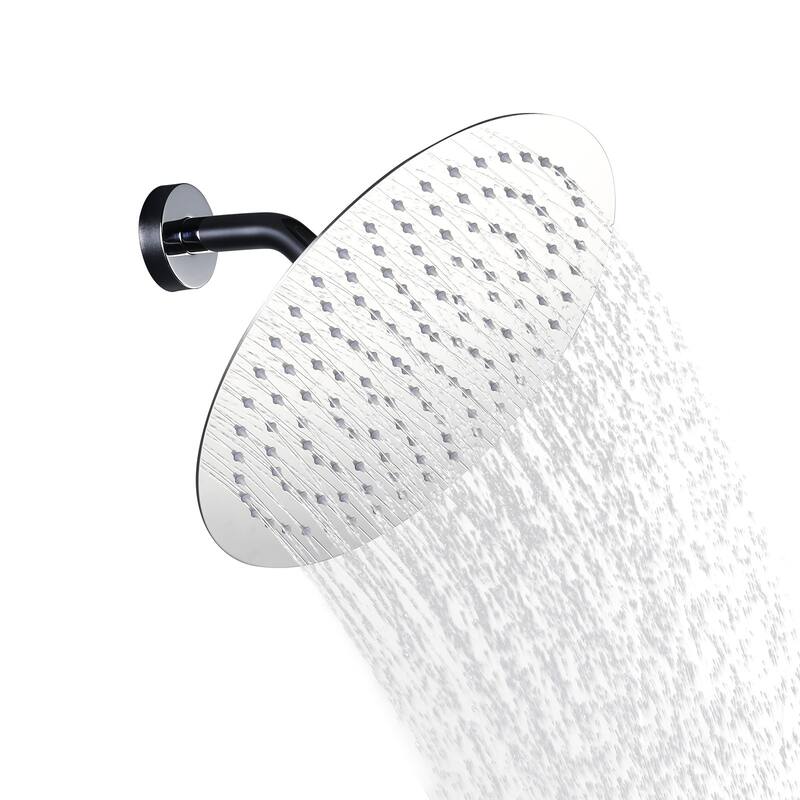 WOWOW 1-Spray Patterns with Wall Mount Rain Fixed Shower Head - 12-inch - Polished Chrome
