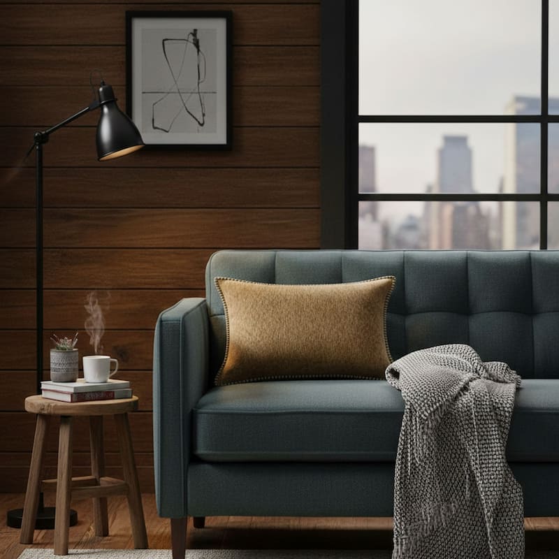 Textured Throw Pillow with Stitched Contrast Edge Set of 2