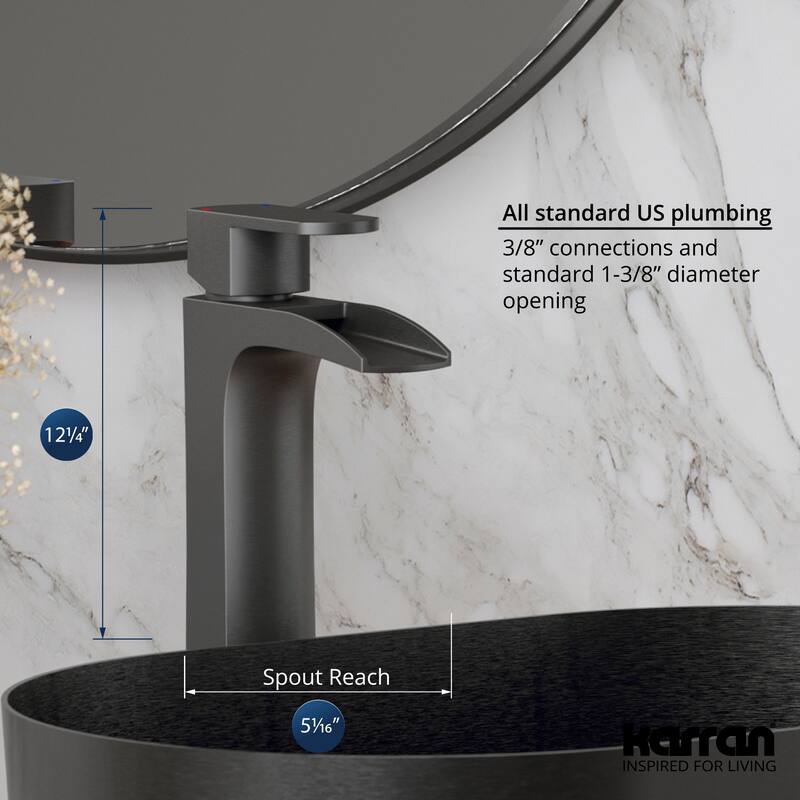 Karran Kassel Single Hole Single Handle Vessel Bathroom Faucet with Matching Pop-up Drain