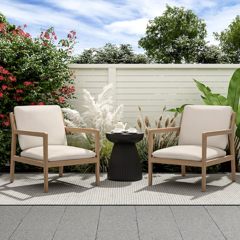 Christopher Knight Home - Isolde Outdoor Acacia Wood Chat Set with Cushions - 2-PCS SET - Light Teak + Beige