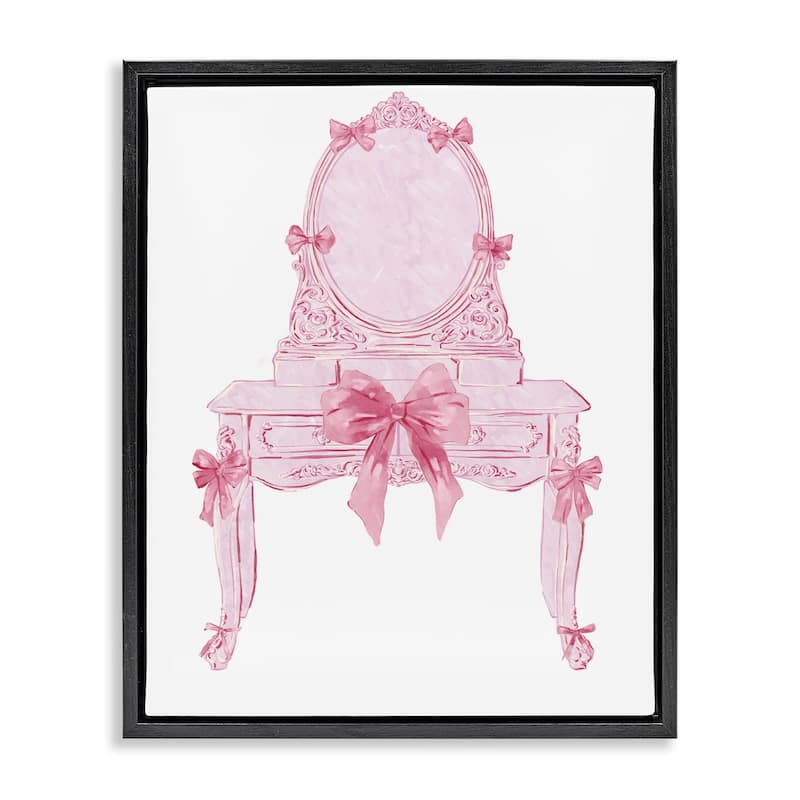 Stupell Lovely Pink Vanity with Bows Framed Floater Canvas Wall Art Design By Ziwei Li - 25 x 31 - Black