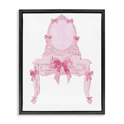 Stupell Lovely Pink Vanity with Bows Framed Floater Canvas Wall Art Design By Ziwei Li