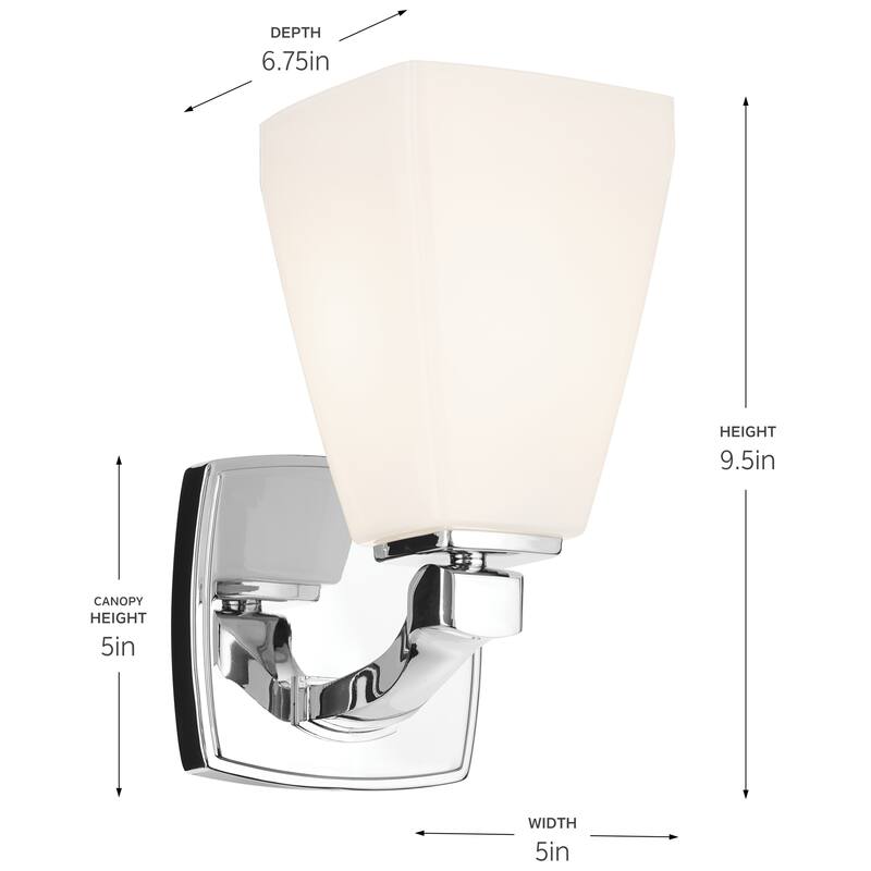 Kichler Lighting Marant 9.5" 1-Light Wall Sconce with Opal Glass in Chrome
