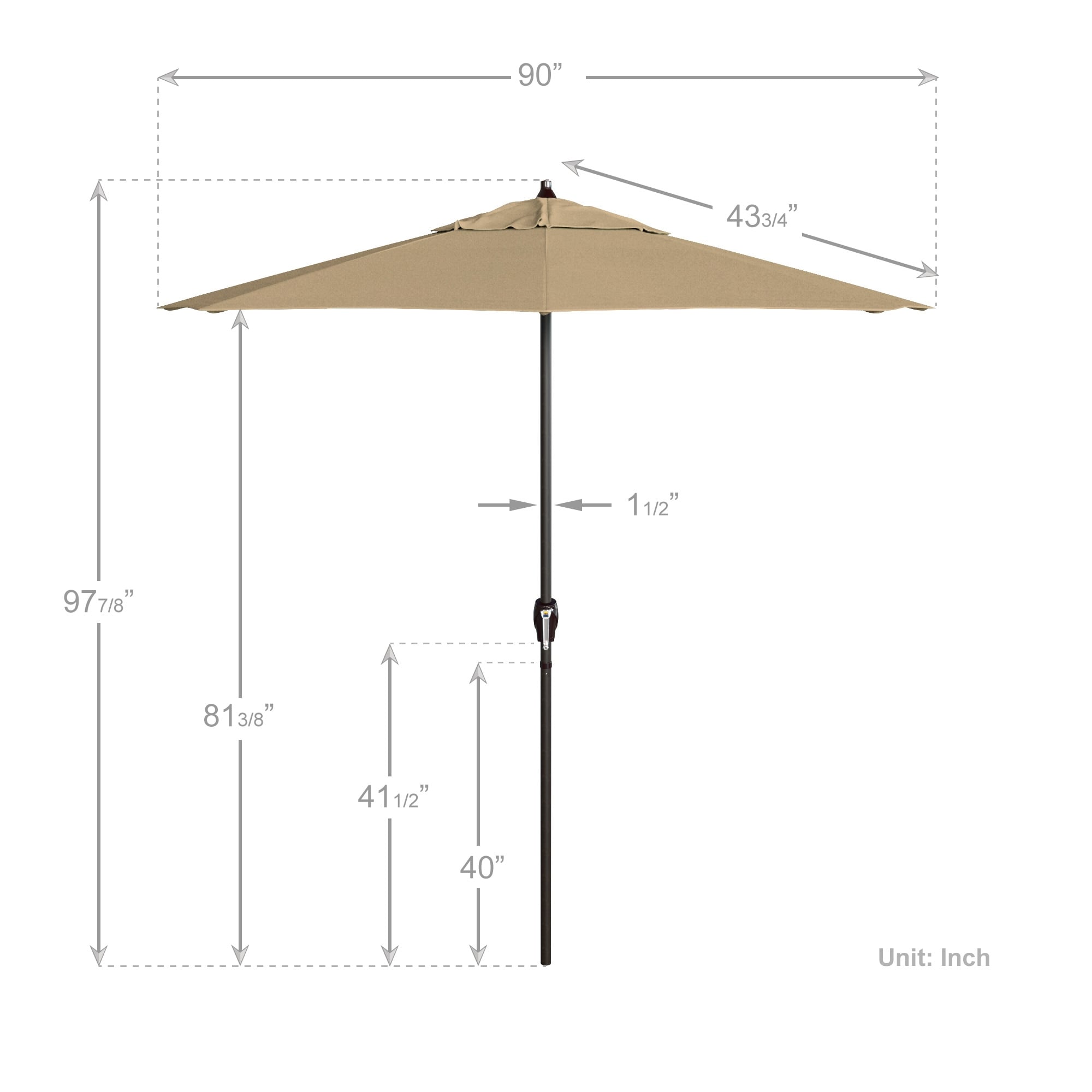 7.5 inch patio umbrella Sunnydaze Outdoor with Tilt & Crank, Beige, 7.5ft Plastic ;Assembly required (with instructions);Tool Free Assembly;For Residential Use Only Discover Your Sanctuary: Explore 7.5ft