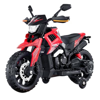 12V Kids Electric Motorcycle Ride-On Toy with Bluetooth Music and Flashing Lights for 3+ Years - 33.46 x 16.54 x 22.83 in