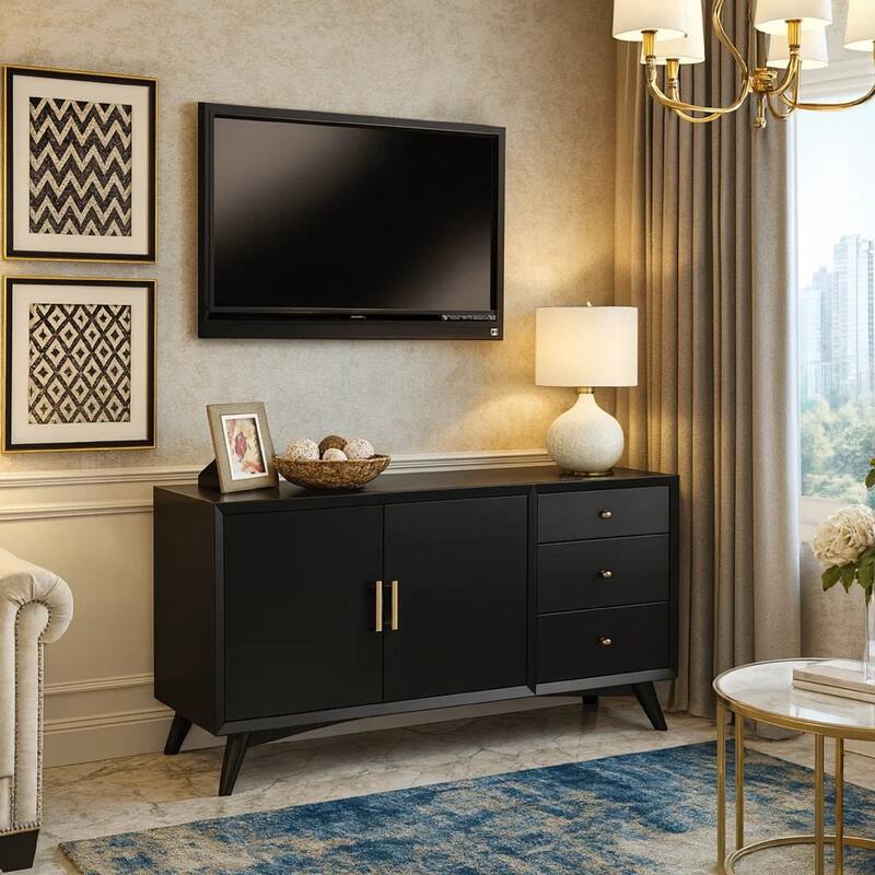 Sideboard with 3 Drawers and 2 Doors, Black