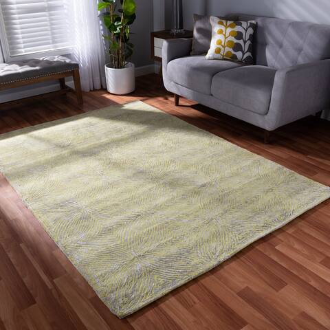 Leora Modern Lime Green and Grey Hand-Tufted Viscose Blend Area Rug - 5' x 8'/Surplus