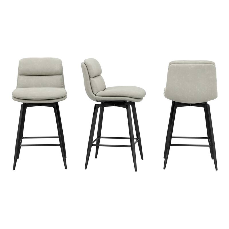 360°Swivel Bar Stools Set of 2/3/4, 26" H Seat Height with, Faux Leather Barstool for Kitchen Island and Home Bar Brown