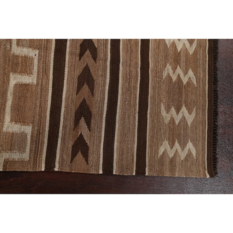 Natural Dye Tribal Kilim Area Rug Flat-woven Contemporary Wool Carpet - 5'0" x 6'9"