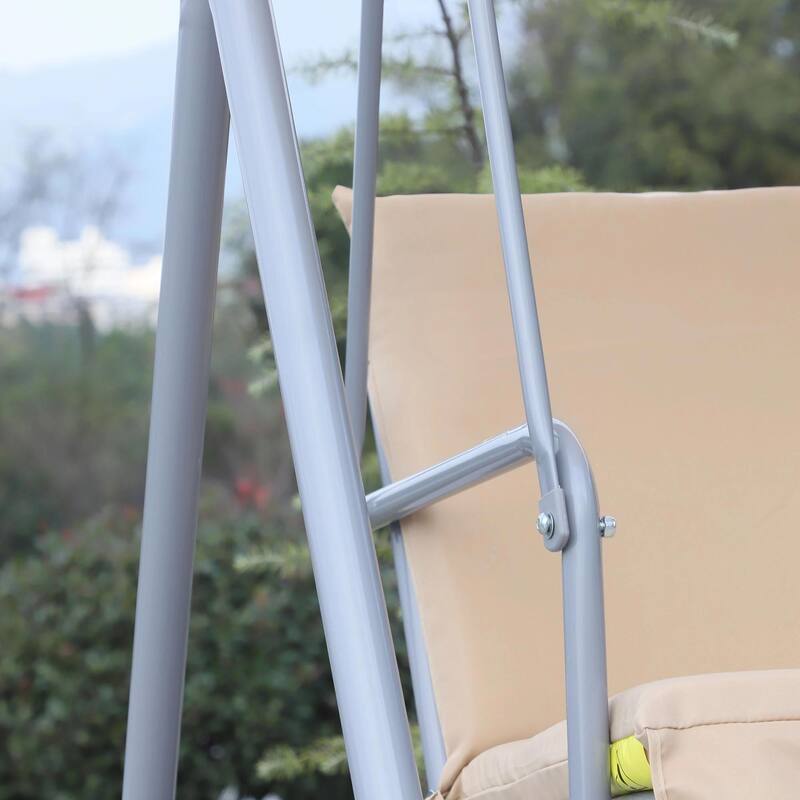 2-Seater Outdoor Porch Swing with Canopy and Table, Patio Swing Chair