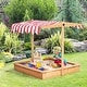 preview thumbnail 2 of 3, Kids Wooden Sandbox, Children Sand Play Station Outdoor,Adjustable Height Cover,Bottom Liner,Seat,Plastic Basins,Boys and Girls