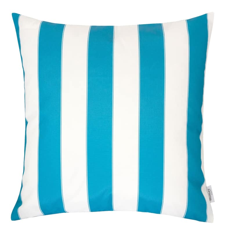 Striped Throw Pillow Indoor Outdoor Use Weather Resistant 20x20 Inches - Aqua