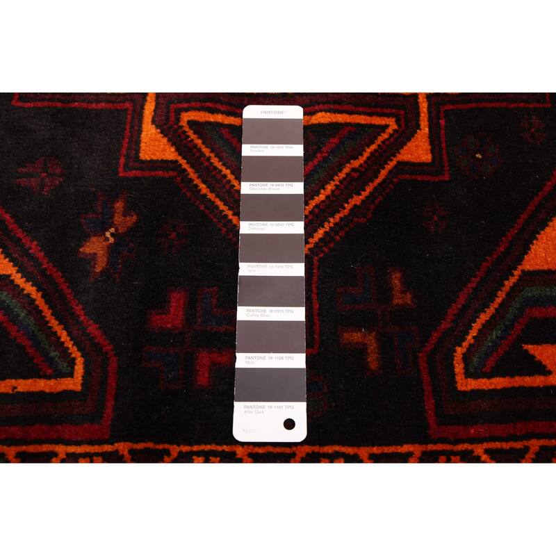 ECARPETGALLERY Hand-knotted Teimani Black, Orange Wool Rug - 4'3 x 6'6