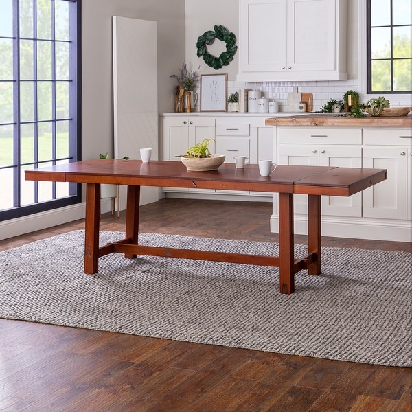 68-inch Rustic Dark Oak Wood Trestle Base Dining Table. Opens flyout.