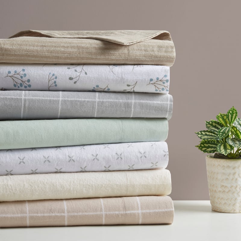 Madison Park Cozy Cotton Flannel Printed Sheet Set