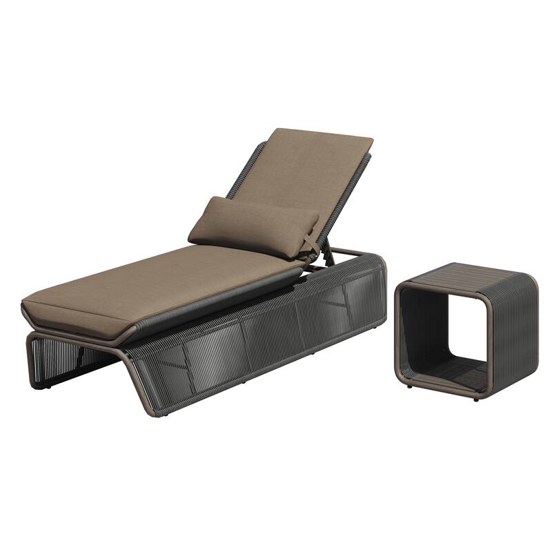 Corvus Corral 2-piece Adjustable Outdoor Wicker Chaise Lounge Set with Sunbrella Cushion - Brown
