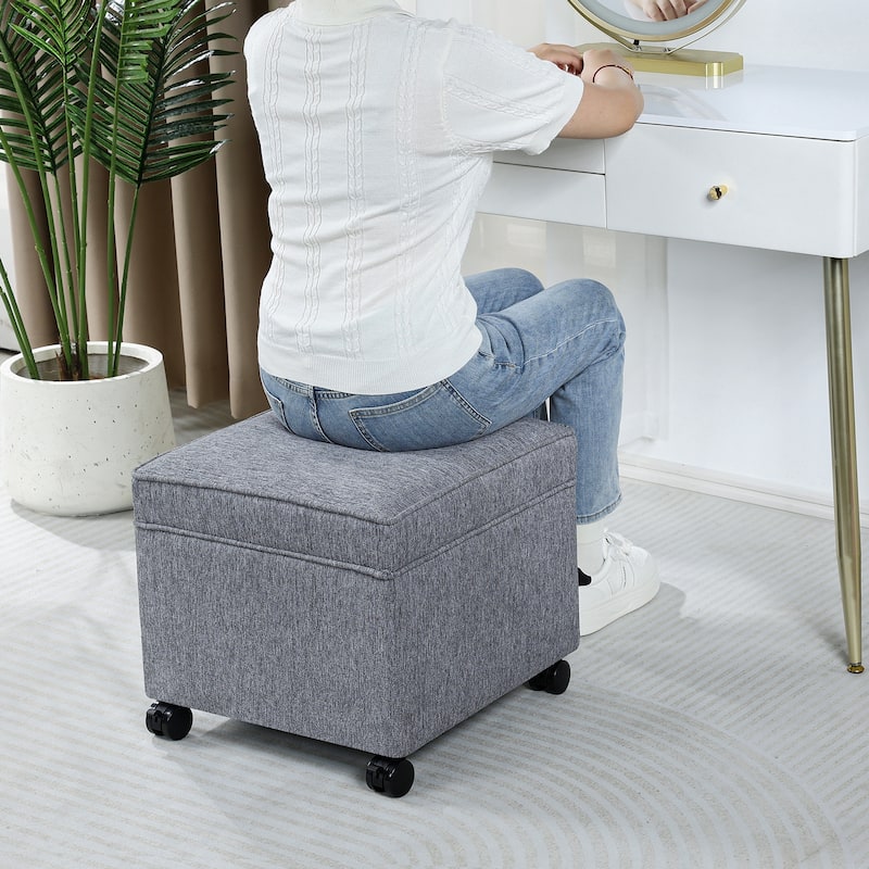 Adeco Square Storage Ottoman 17 inch Footstool