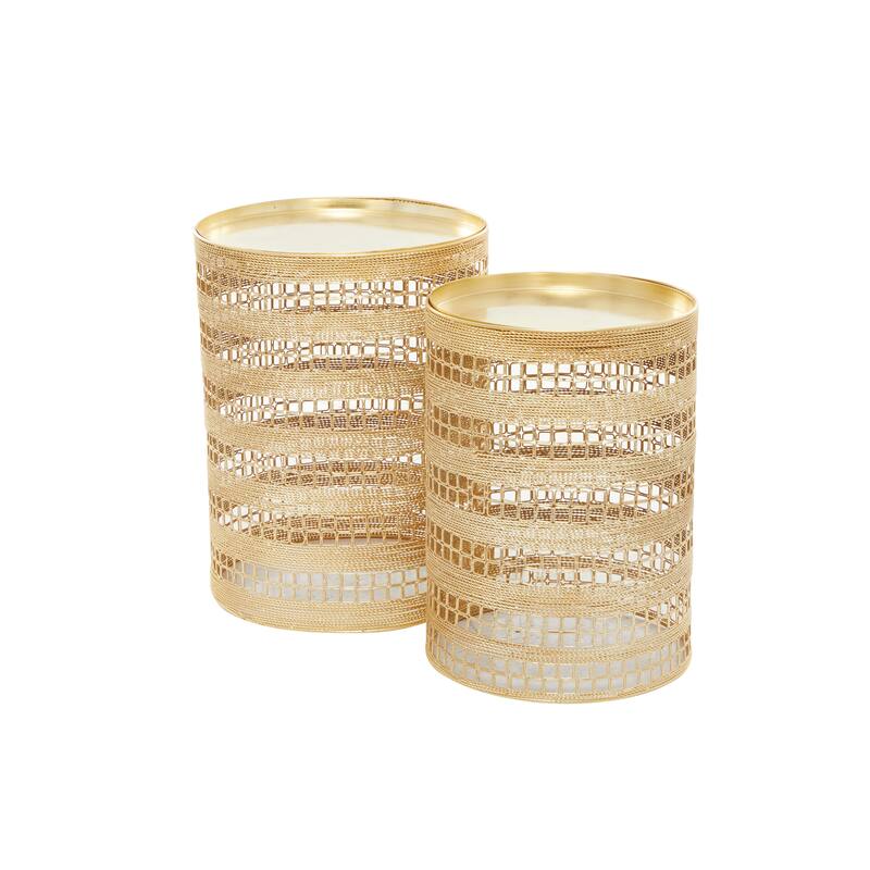 Gold Metal Transitional Accent Table (Set of 2)