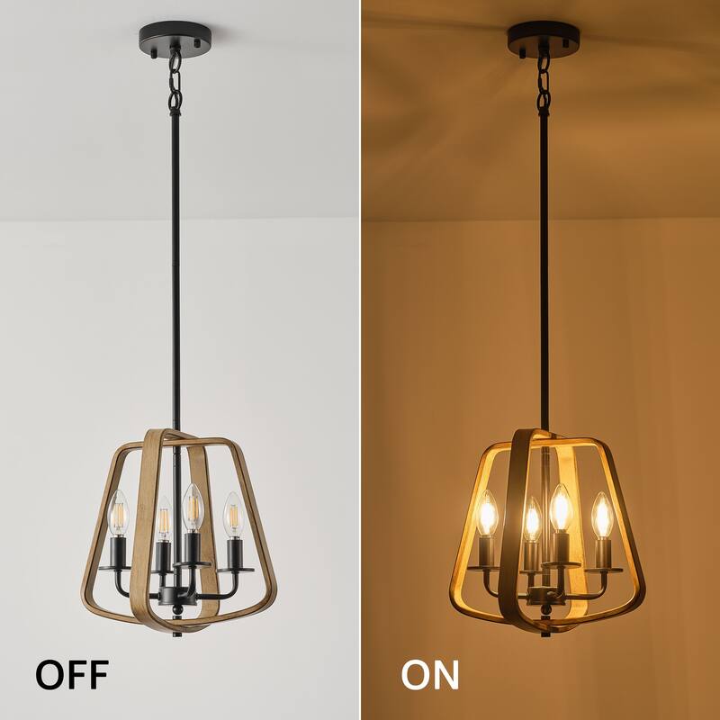 Starsky 4-Light Farmhouse Open Cage Chandelier for dining room, kitchen island or entryway