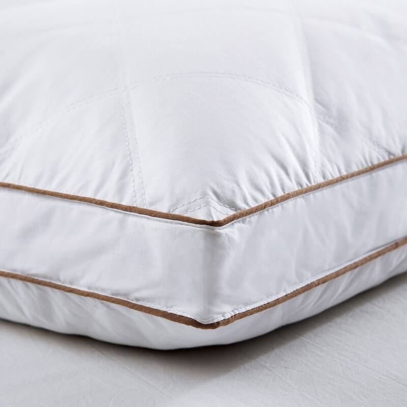 Medium-Firm 2-inch Gusset Feather and Down Pillows Set of 2 - White